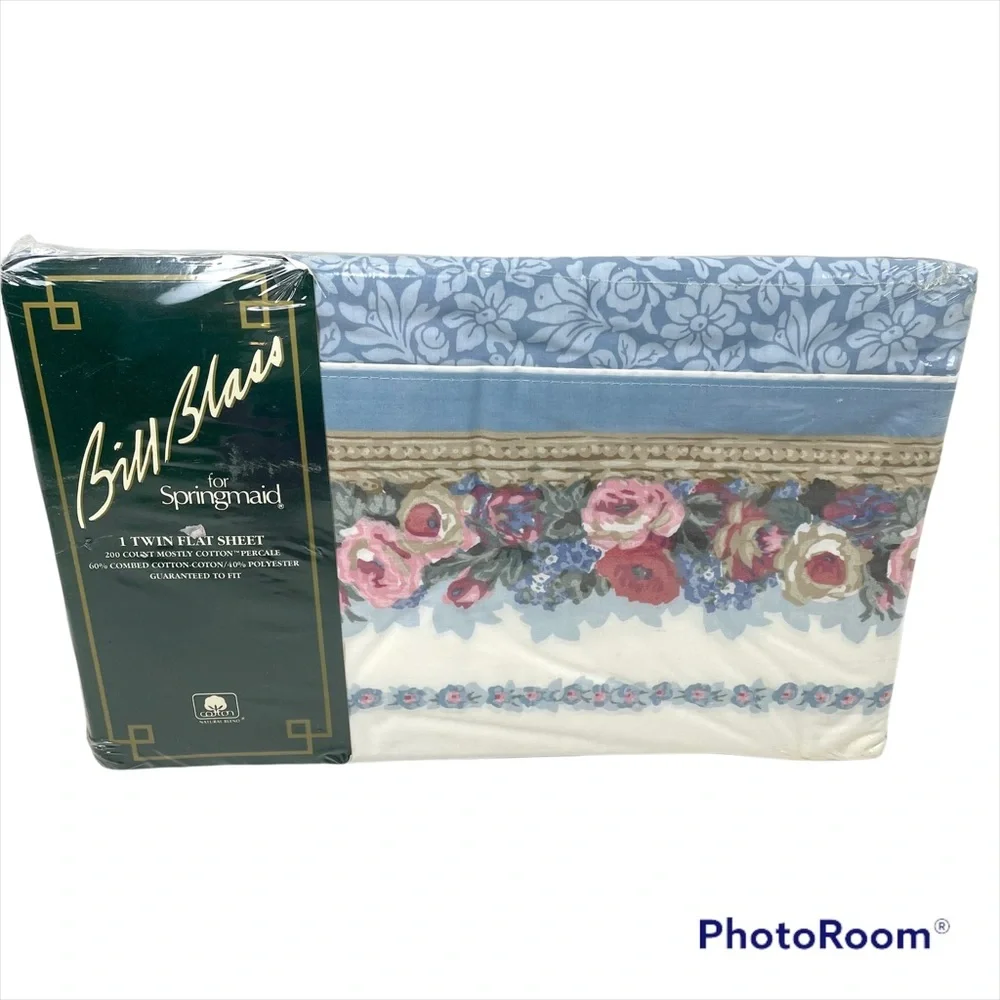 Vintage Bill Blass for Springmaid Twin Flat Sheet Roses